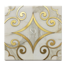 Soulscrafts Calacatta Gold Mixed Brass White Blend Water Jet Marble Mosaic Tile